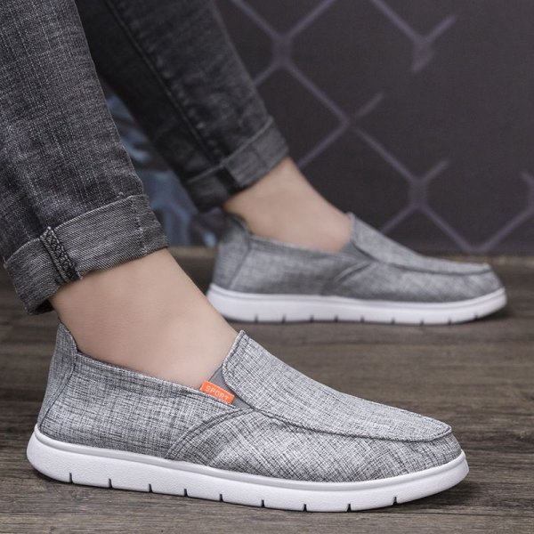 Shoes men's breathable linen men's casual one-touch low-top lazy flat shallow mouth canvas shoes