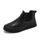 Workwear high-top casual leather shoes British style pure black leather boots a stirrup sports tide shoes men