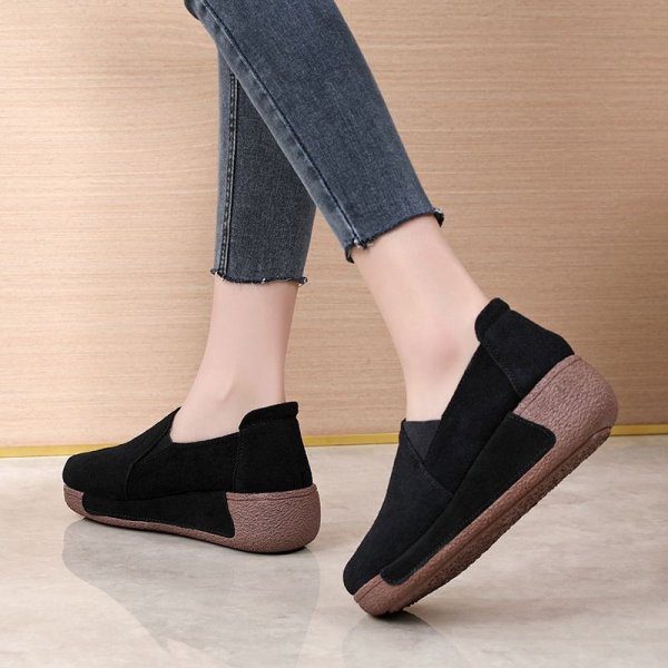 Cowhide sneakers Korean fashion thick bottom rocking shoes women's single shoes mom shoes casual women's shoes