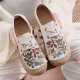 Women's round head women's shoes Chinese style shallow mouth retro flat shoes lace-up canvas shoes