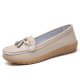 Cowhide middle-aged and elderly mom shoes flat soybean shoes soft bottom large size slope with